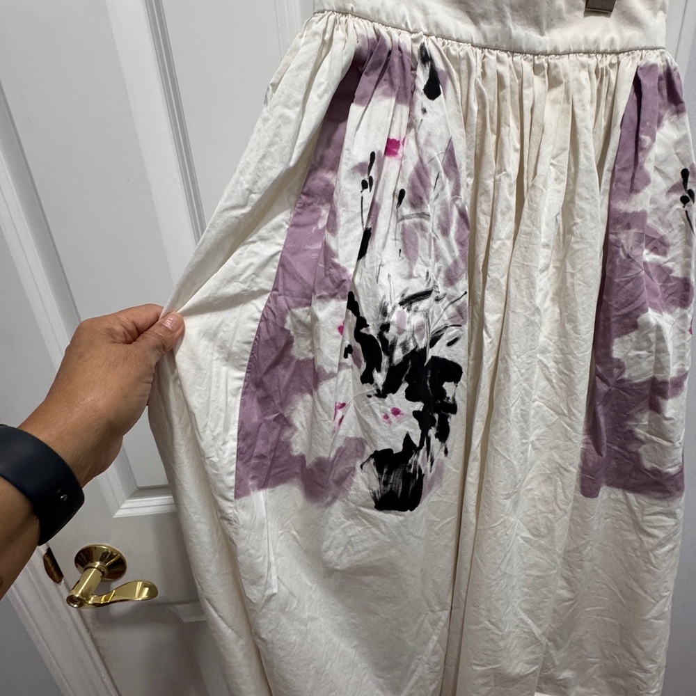 Dries Van Noten White and Black Floral Midi cotton Skirt EU 34/US 2 - Picture 5 of 9